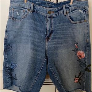 Lane Bryant Floral Painted Bermuda Denim shorts